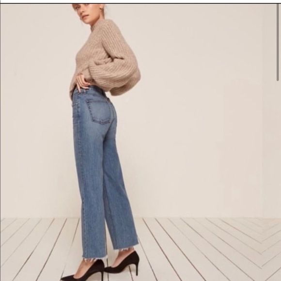 🎉Host Pick 2 times 🎉NWOT Reformation Fawcett Jeans Celtic Raw hem button fly - Picture 3 of 16